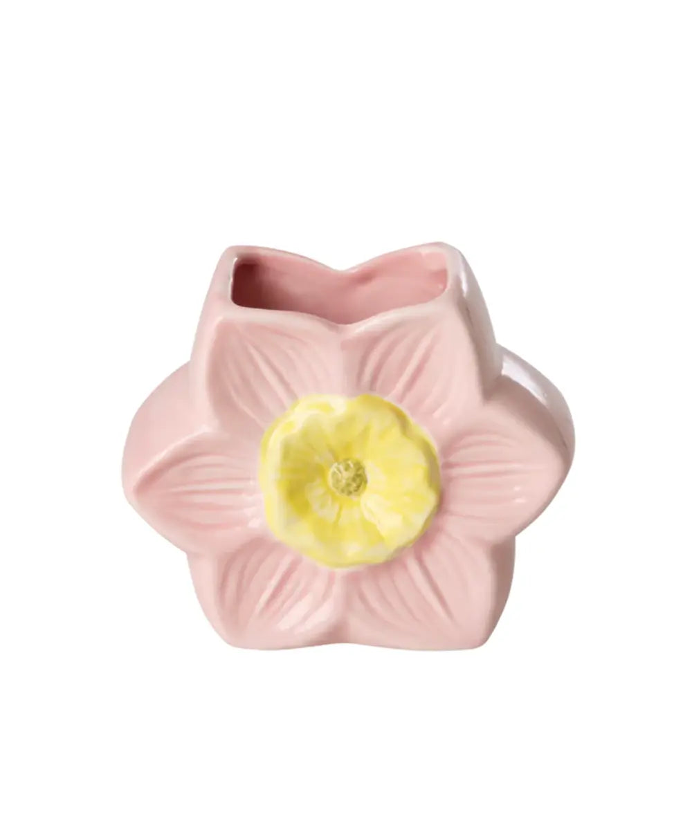 Vase en céramique rose en forme de fleur Pretty Pink de la marque RICE.