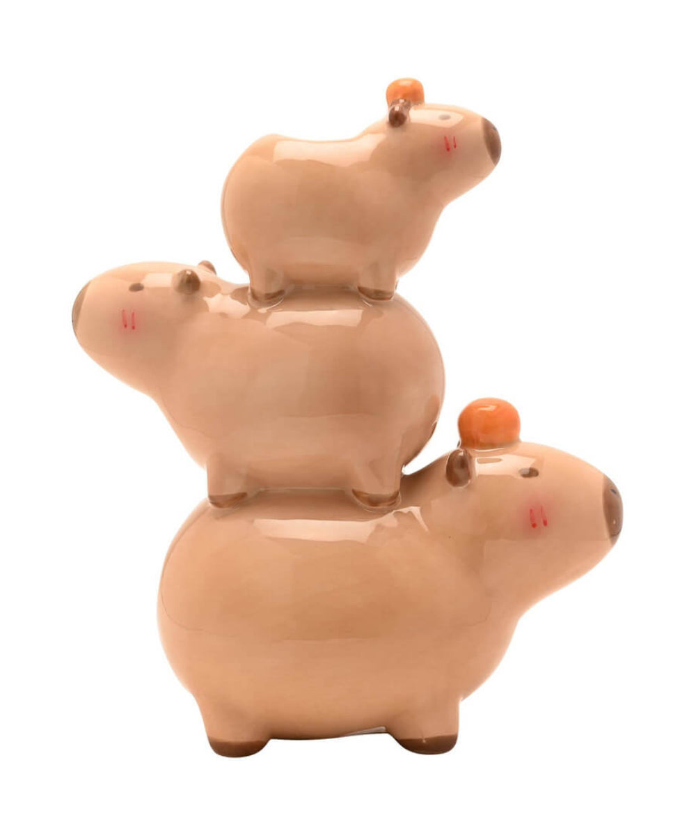 Vase trio de capybaras empilés, sélection Merci Léonie, sur fond blanc
