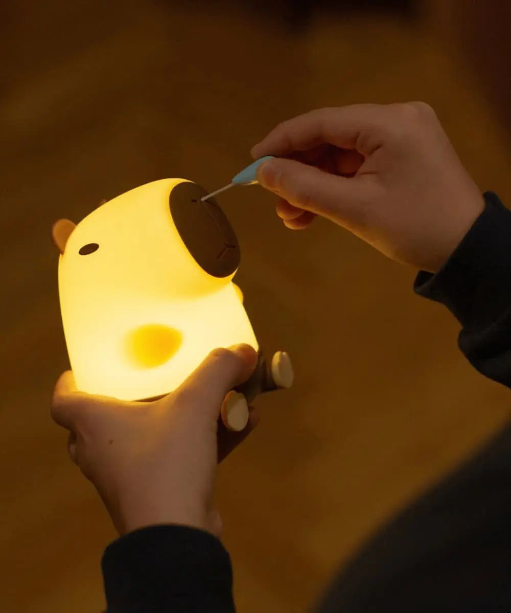 Tirez sur la goutte qu'il a au n iveau du nez pour l'allumer !