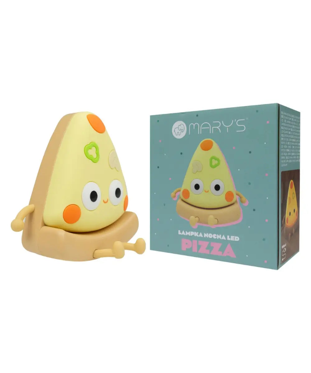 Veilleuse rechargeable Pizza de la marque Mary's avec son packaging