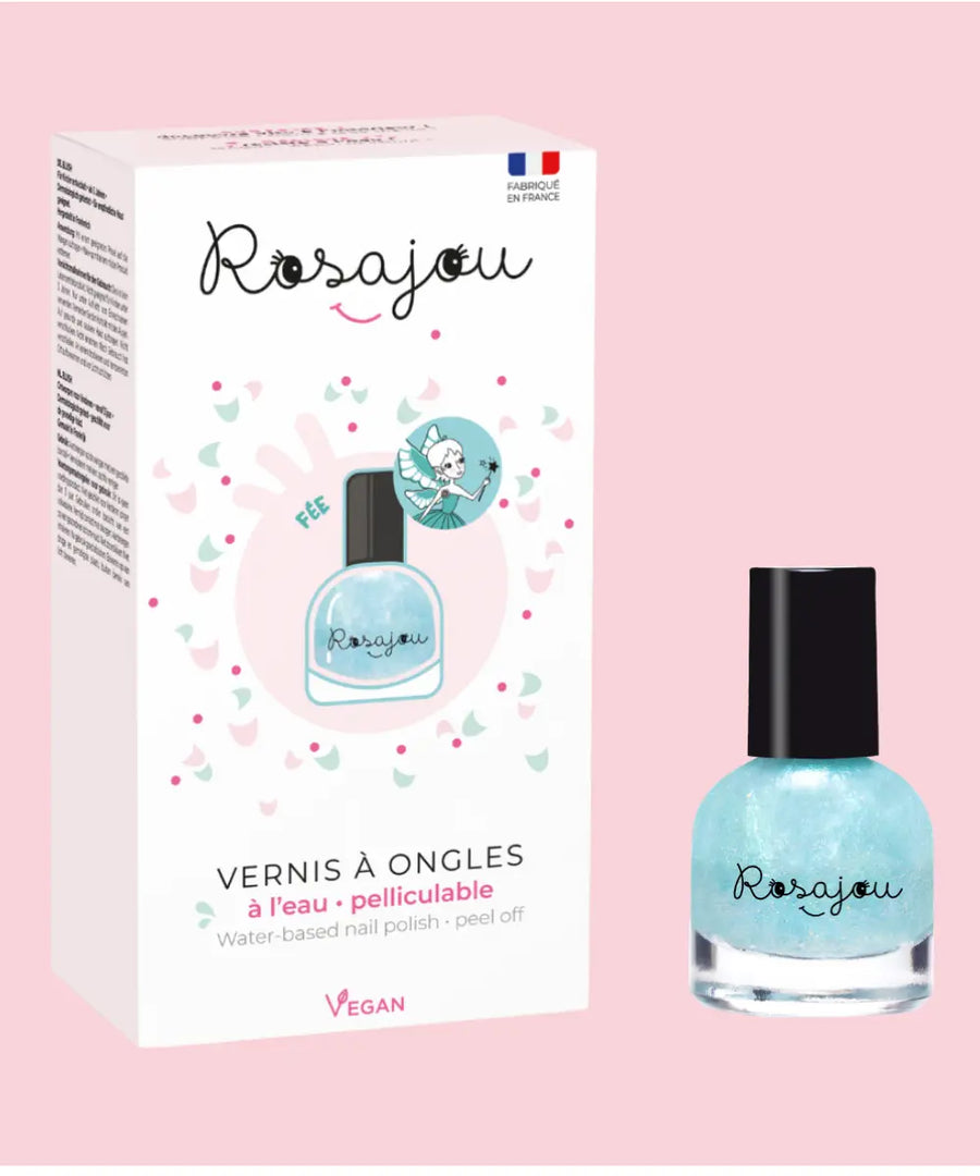 Vernis à ongles pour enfant couleur bleue Fée de la marque française Rosajou