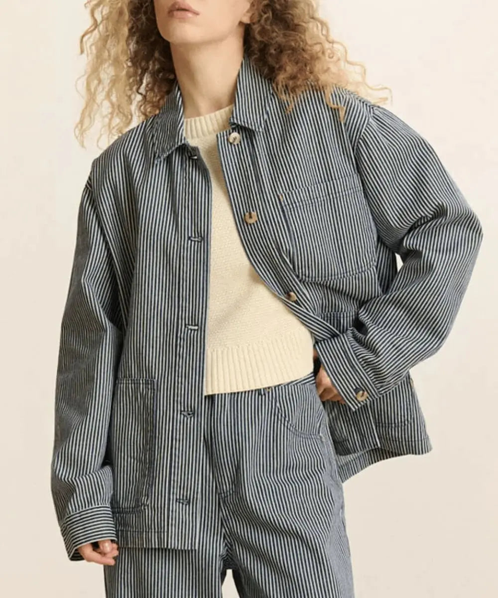 Photo portée de la Veste à rayures Cleo de Garance