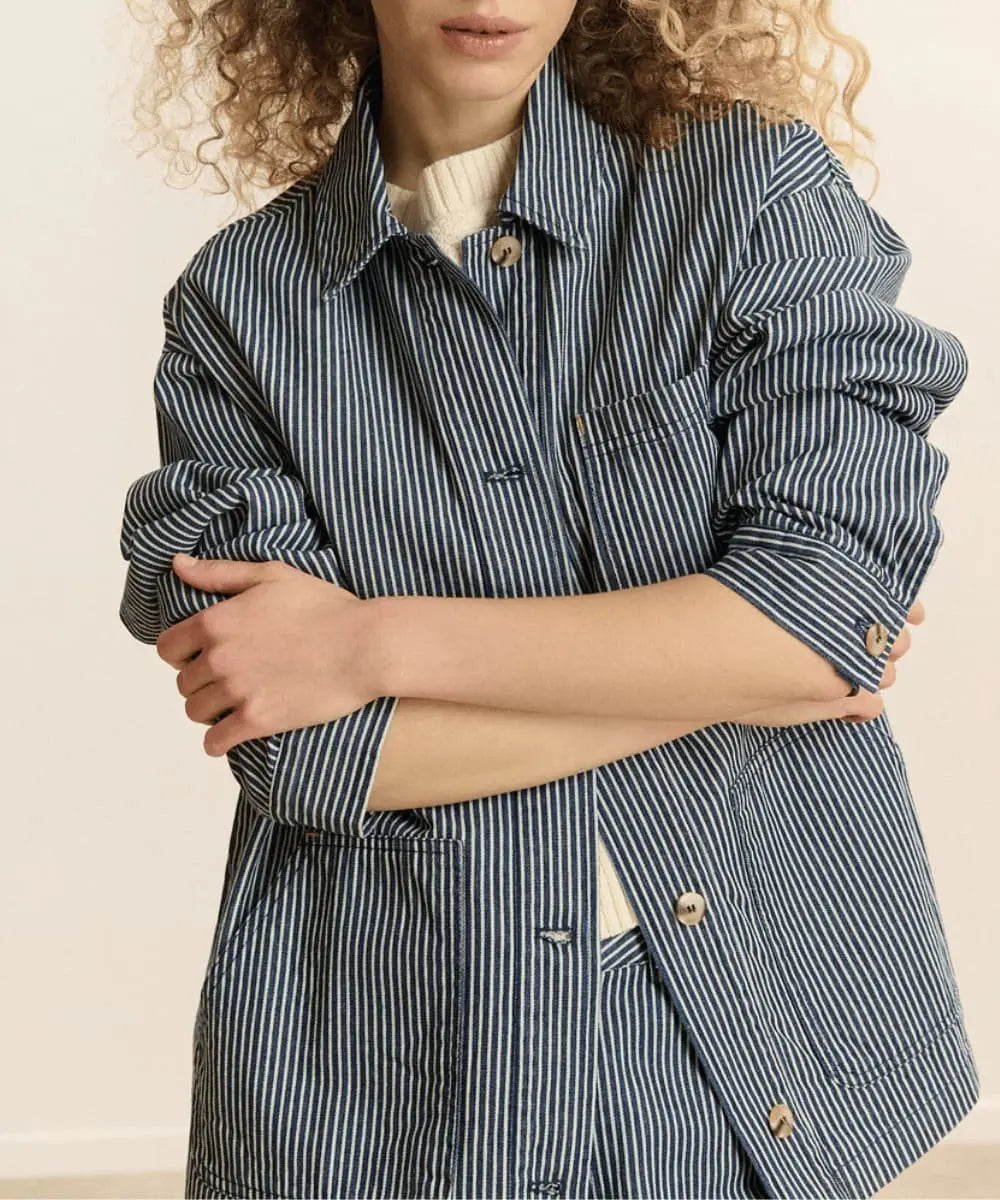 Photo portée de la Veste à rayures Cleo de Garance