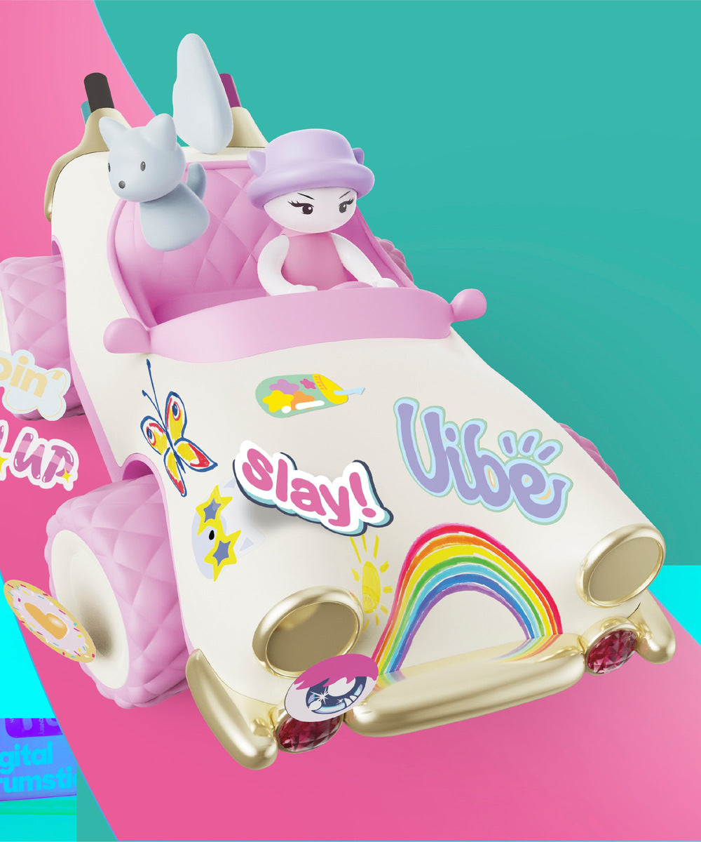 Capot de la voiture Bella Buggy de Sharper Image personnalisé avec un arc-en-ciel et des stickers